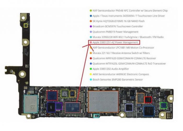 iphone 6 Plus 338S1251-AZ Power IC by Dialog D2186A2580FJAVAE1 on