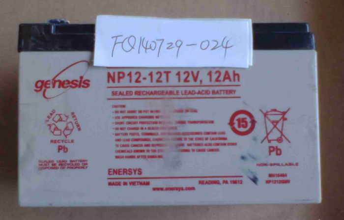 EnerSys Genesis NP12-12T 12 Volt/12 Amp Hour Sealed Lead Acid Battery with 0.250 Fast-on Connector