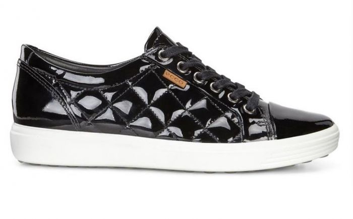 ECCO Soft 7 Quilted Tie Sneaker 430083-58636 BLACK POWDER 100outlets.com