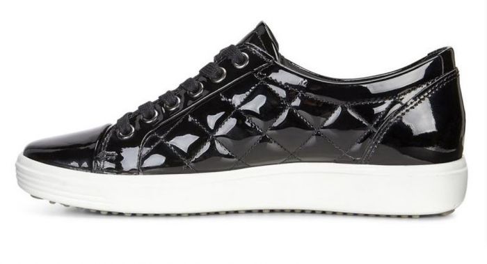 ECCO Soft 7 Quilted Tie Sneaker 430083-58636 BLACK POWDER 100outlets.com