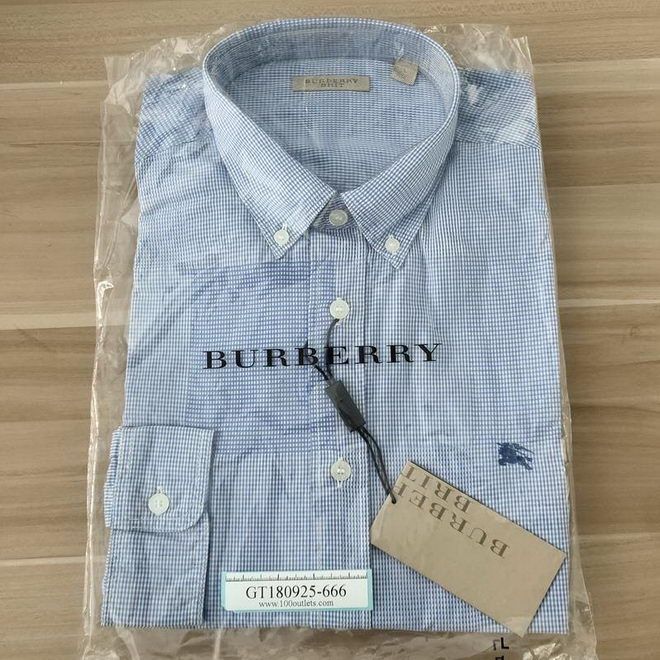 Burberry Mens Slim Fit Cotton Gingham Jacquard Shirt 3954268