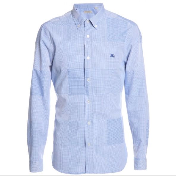 Burberry Mens Slim Fit Cotton Gingham Jacquard Shirt 3954268