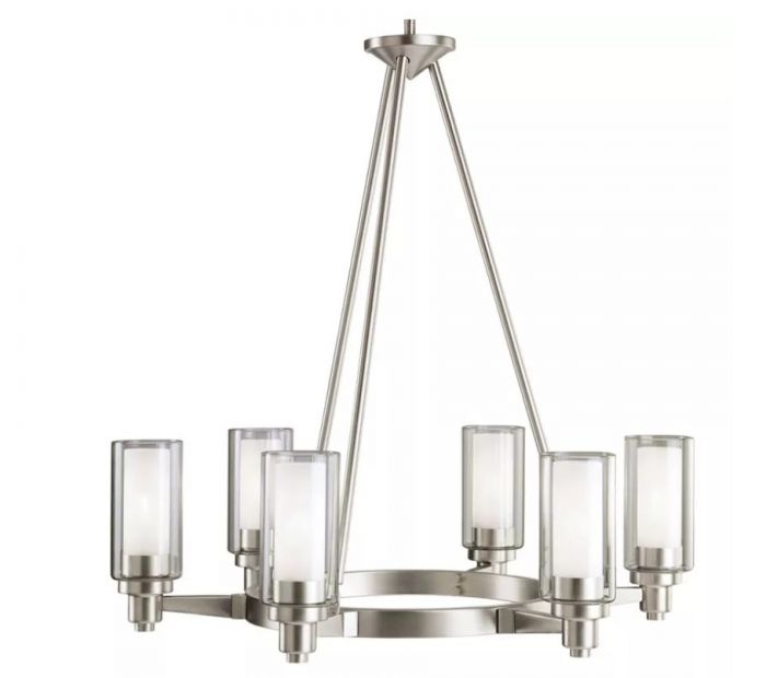 Kichler 2344ni Circolo 6 Light 26 Wide Chandelier With Dual Cylinder Shades On 100s Com Kichler 2344ni Circolo 6 Light 26 Wide, Cylinder Shades For Chandelier