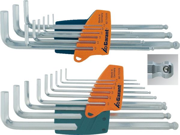 Garant 627131 9pcs Hexagon key L-wrench set with retainer ball