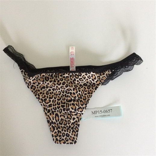 VICTORIA'S SECRET PINK Lace Strappy-back Thong Panty leopard/black