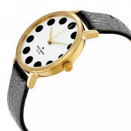 Kate Spade New York Black Dot Metro Watch Gold Tone Leather Women main image 3