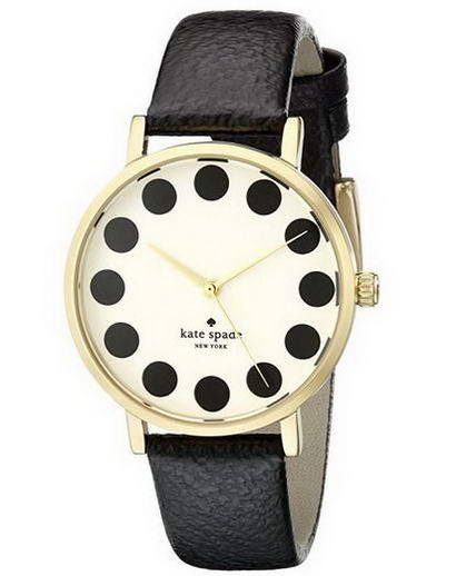 kate spade new york Goldtone Metro Dot Black Leather Watch Women 1YRU0107  on 