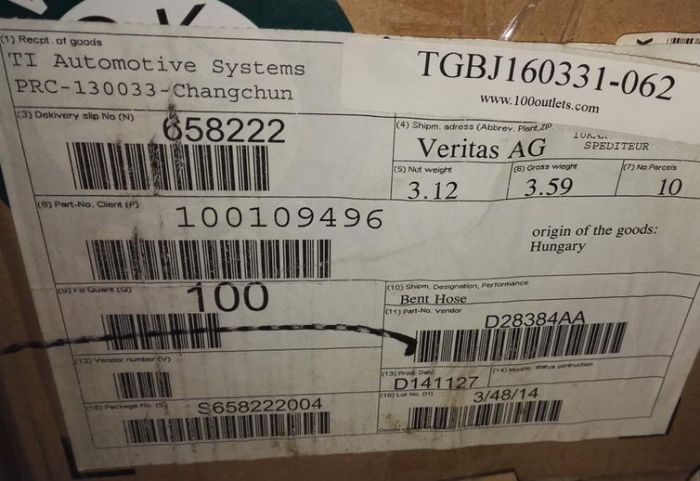 Benz MBN 73379-B 9,3X3 DBL 6256.70V C-class Fuel Return Pipe on