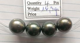 Lot 4 Tahiti Tahitian cultured black pearls size 14mm R-SR Grade B $400/pc