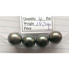 Lot 4 Tahiti Tahitian cultured black pearls size 14mm R-SR Grade B $400/pc