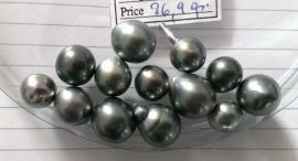 Lot 13 Tahiti Tahitian cultured black pearls size 10.5-14mm, DR-SD, Grade A $190/pc special shape