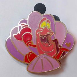 Disney Pin, the red Jamaican Crab - Sebastian, with pink shell, Hidden Mikey Pin 4of6