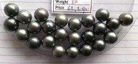 Lot 24 Tahiti Tahitian cultured black pearls size 12mm, R-SR, Grade B $170/pc