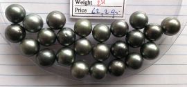 Lot 24 Tahiti Tahitian cultured black pearls size 12mm, R-SR, Grade B $170/pc