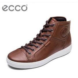 EU43 US9-9.5 Ecco Men's Soft 7 Mid Cut Lace Mahogany   High Top 430024-02195