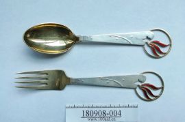 Anton Michelsen Sterling Silver spoon & fork Julen 1933 Chirstmas