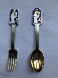 Anton Michelsen Sterling Silver spoon & fork 1934 Chirstmas