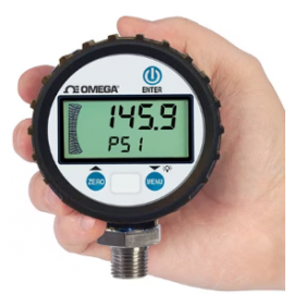 OMEGA Digital Pressure Gauge, 15 psi, -20 °C to 60 °C, 0.25% Accuracy, 1/4" MNPT