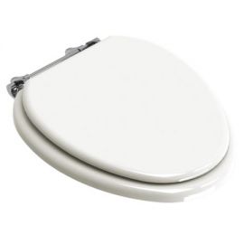 Lefroy Brooks LW-6009-CP Classic White Elongated Toilet Seat With Bar Hinge Polished Chrome