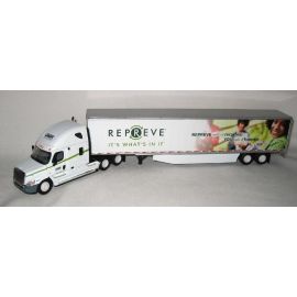 DCP 33135 UNIFI REPREVE FL CASCADIA SEMI CAB TRUCK & VAN TRAILER 1:64 freightliner