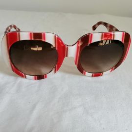 Women's Dolce & Gabbana DG4191P 2722/13 Red Brown White Stripes Sunglasses