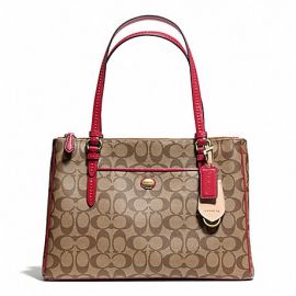 PEYTON SIGNATURE JORDAN DOUBLE ZIP CARRYALL (COACH F24603)