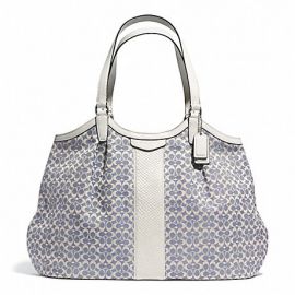 SIGNATURE STRIPE JACQUARD SHOULDER BAG (COACH F27734)