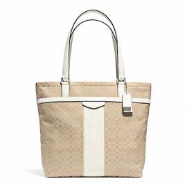 SIGNATURE STRIPE TOTE (COACH F31311)