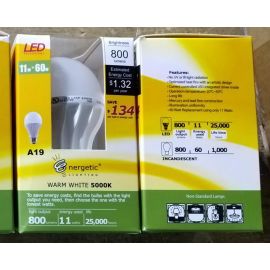 Energetic ELY11-AN-VB 11W 60W Equivalent A19 800Lumens Warm White 5000K