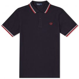 Fred Perry Slim Fit Twin Tipped Polo in Navy, White & Red 38" 97CM