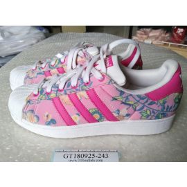US7 adidas Originals Superstar W Pink Floral Sneakers S75128 Sample Shoes Casual