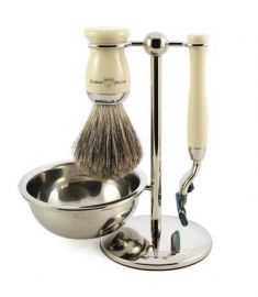 Edwin Jagger Classic Shaving Accessories 4 Piece Shaving Set (Mach3 Razor) Faux Ivory