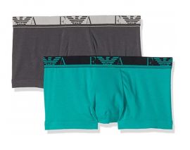 Emporio Armani Men's Underwear Trunk Pack of 2 Green Anthracite L/M 111210-6A715-10430 