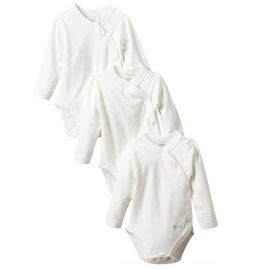 Twins Unisex Baby Bodysuit, Longsleeve, 3-Pack WHITE 10.0.79762 Hohenstein size 68