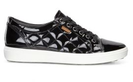 ECCO Soft 7 Quilted Tie Sneaker 430083-58636 BLACK POWDER
