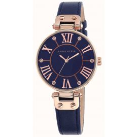 Anne Klein Womens Blue Leather Strap Blue Dial Quartz Watch 10/N9918RGNV