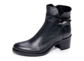 37EU  MALLY 5003 Women's Black Leather Side-Zip Ankle Boots