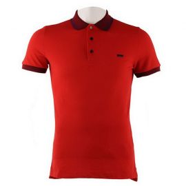 Burberry Mens Contrast Tipping Detail Polo Red 3959083 Union Red/Dark Blue L