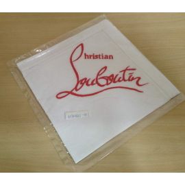 Christian Louboutin Red Logo White handkerchief Dinner napkin