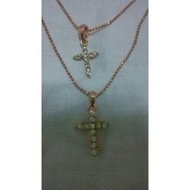 Gold color Dual Cross Necklace