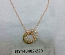 Golden-Silver color + cyrstal Diamond Dual circle Necklace