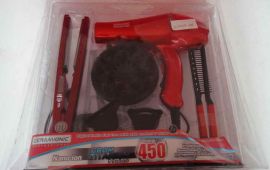 CERAMIONIV Professional 6-in-1 set ionic flat iron hair dryer nano suit