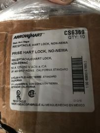 Arrow Hart CS6369 Hart- lock工业连接器，3极4线接地，50A 125/250VAC 10-6AWG