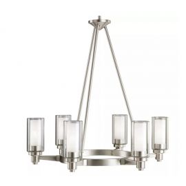 Kichler 2344NI Circolo 6 Light 26" Wide Chandelier with Dual Cylinder Shades