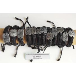 Zodiac all Constellation Mixed leather Hemp Bracelet gift