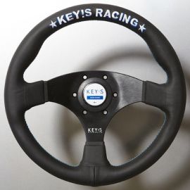 Key's Racing Original Steering Wheel Flat Smooth Leather 