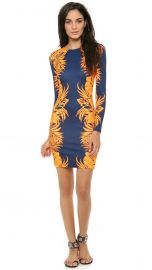 Matthew Williamson Fitted Dress Leaf Print Jersey Navy size UK 8