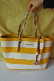 Michael Kors Tote handbag Yellow White stripe New 
