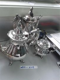 WALLACE BAROQUE SILVERPLATE TEA SET COFFEE & TEA POT CREAM & SUGAR 