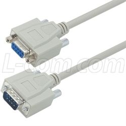 L-COM CSMN9MF-2.5 Deluxe Molded D-Sub Cable DB9 Male / Female 2.5 ft